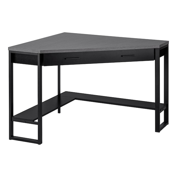 Computer Desk, Home Office, Corner, Storage Drawers, 42"L, Work, Laptop, Metal, Black, Grey